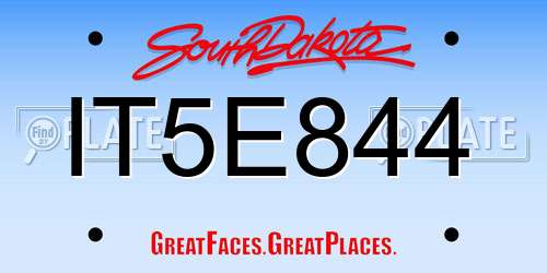 IT5E844 South Dakota License Plate