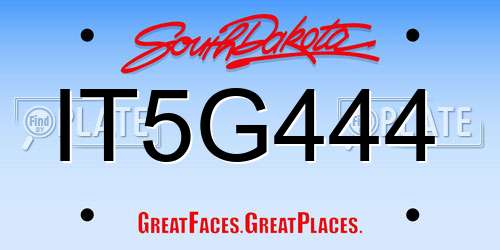 IT5G444 South Dakota License Plate