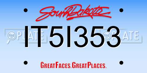 IT5I353 South Dakota License Plate