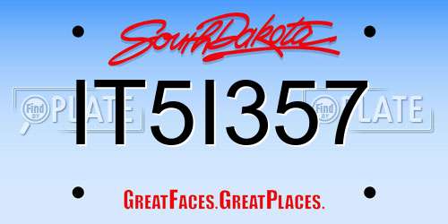 IT5I357 South Dakota License Plate