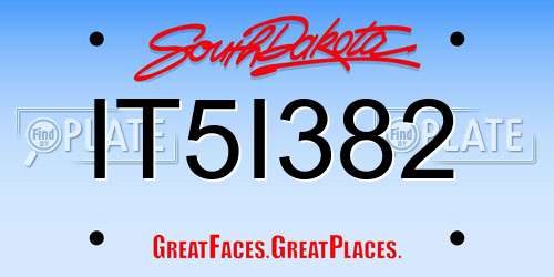 IT5I382 South Dakota License Plate