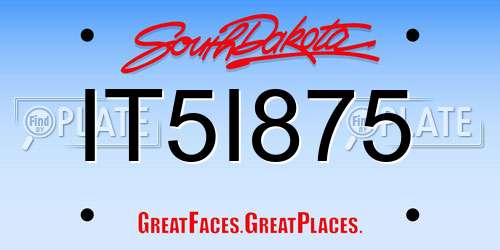 IT5I875 South Dakota License Plate