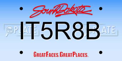 IT5R8B South Dakota License Plate