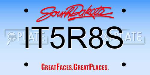 IT5R8S South Dakota License Plate