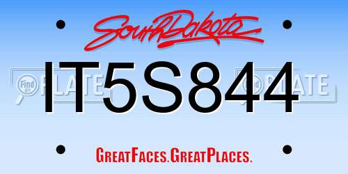 IT5S844 South Dakota License Plate