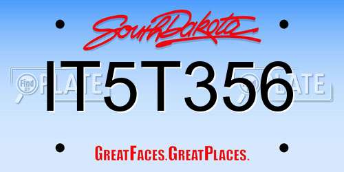IT5T356 South Dakota License Plate