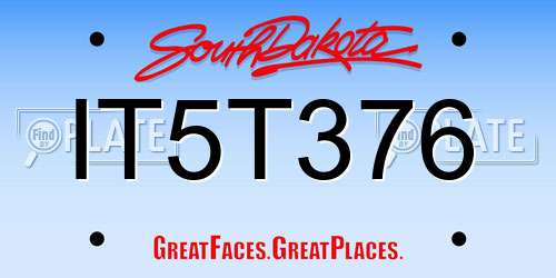 IT5T376 South Dakota License Plate