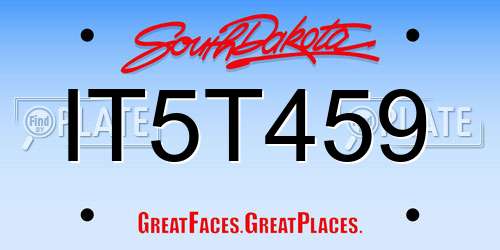 IT5T459 South Dakota License Plate
