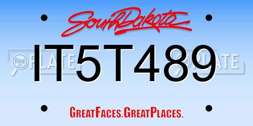 IT5T489 South Dakota License Plate
