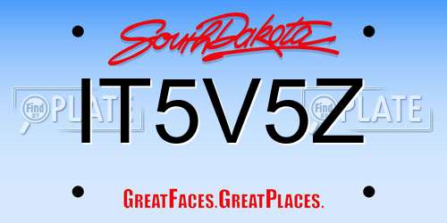 IT5V5Z South Dakota License Plate