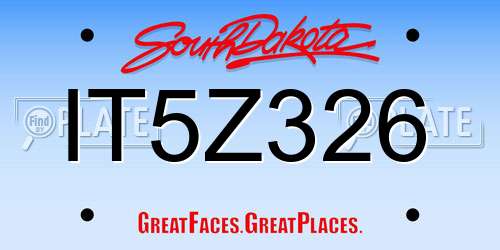 IT5Z326 South Dakota License Plate