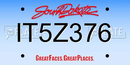 IT5Z376 South Dakota License Plate