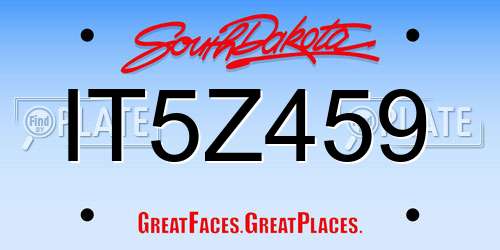 IT5Z459 South Dakota License Plate