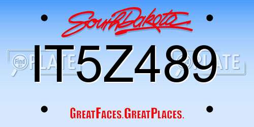 IT5Z489 South Dakota License Plate