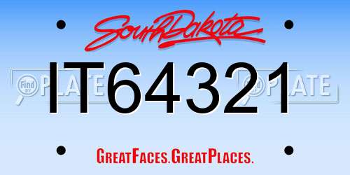 IT64321 South Dakota License Plate