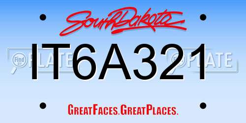 IT6A321 South Dakota License Plate