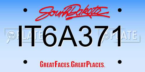IT6A371 South Dakota License Plate