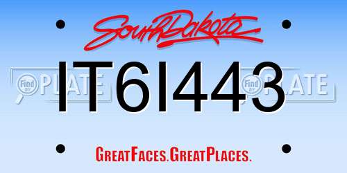 IT6I443 South Dakota License Plate