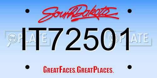 IT72501 South Dakota License Plate