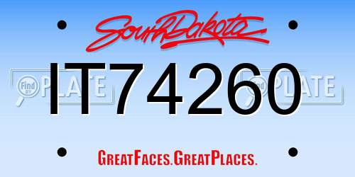 IT74260 South Dakota License Plate