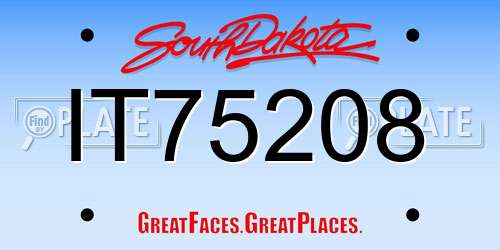 IT75208 South Dakota License Plate