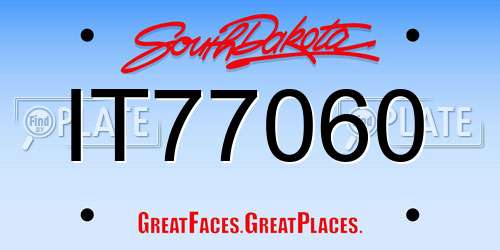 IT77060 South Dakota License Plate