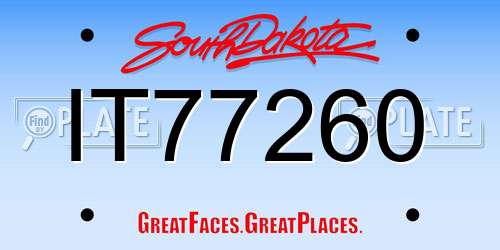 IT77260 South Dakota License Plate