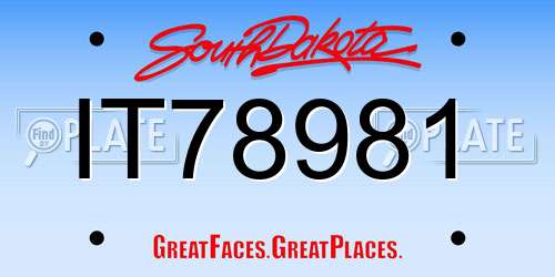 IT78981 South Dakota License Plate