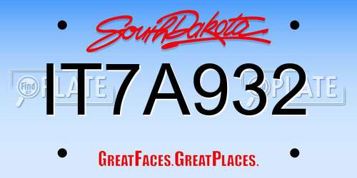 IT7A932 South Dakota License Plate
