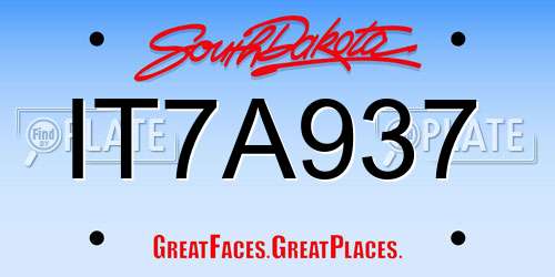IT7A937 South Dakota License Plate