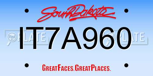 IT7A960 South Dakota License Plate