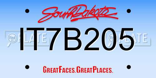 IT7B205 South Dakota License Plate