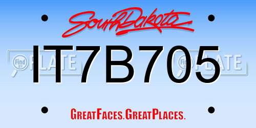 IT7B705 South Dakota License Plate
