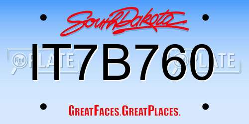 IT7B760 South Dakota License Plate