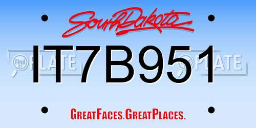 IT7B951 South Dakota License Plate