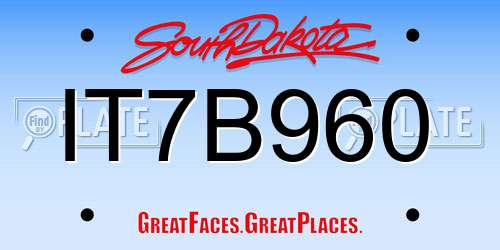 IT7B960 South Dakota License Plate
