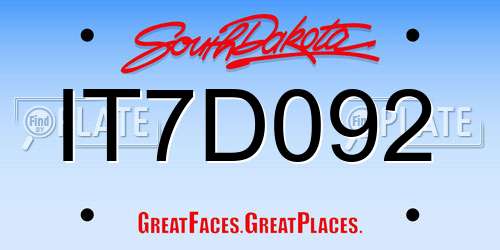 IT7D092 South Dakota License Plate