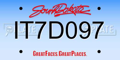 IT7D097 South Dakota License Plate