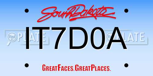 IT7D0A South Dakota License Plate