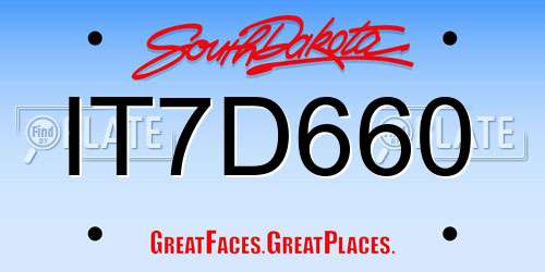 IT7D660 South Dakota License Plate