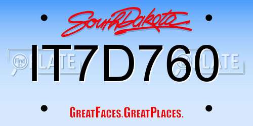 IT7D760 South Dakota License Plate
