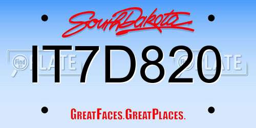 IT7D820 South Dakota License Plate