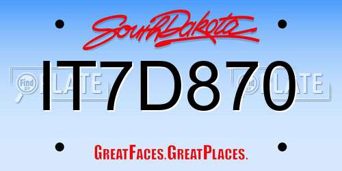 IT7D870 South Dakota License Plate