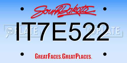 IT7E522 South Dakota License Plate