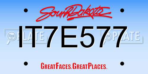 IT7E577 South Dakota License Plate