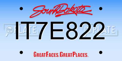 IT7E822 South Dakota License Plate