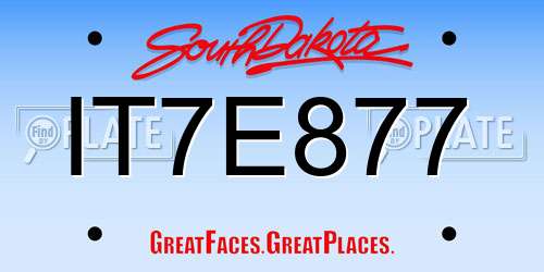 IT7E877 South Dakota License Plate