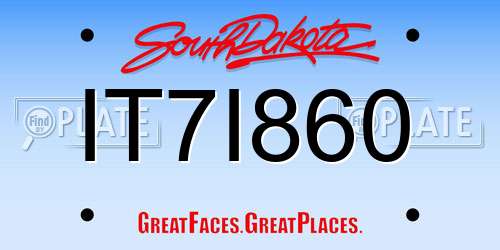 IT7I860 South Dakota License Plate