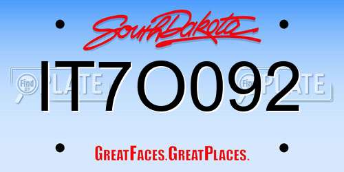 IT7O092 South Dakota License Plate