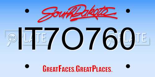 IT7O760 South Dakota License Plate